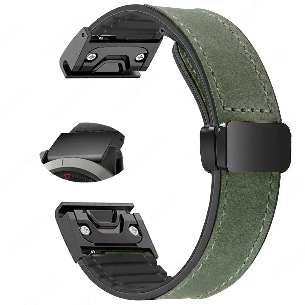 Garmin Soft Leather Band - Magnetic Buckle QuickFit Design