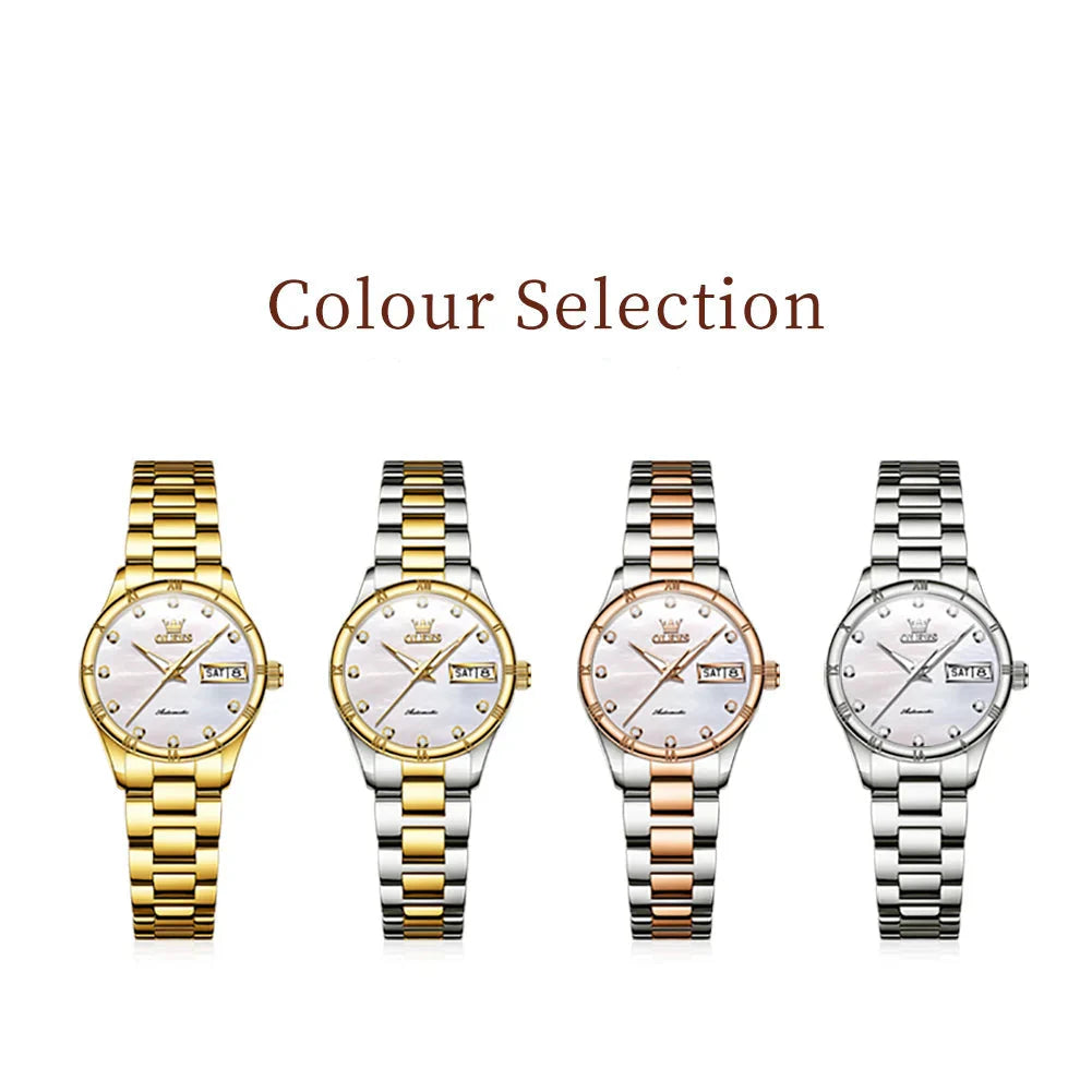 Women's Automatic Two Tone Stainless Steel Watch Pearl