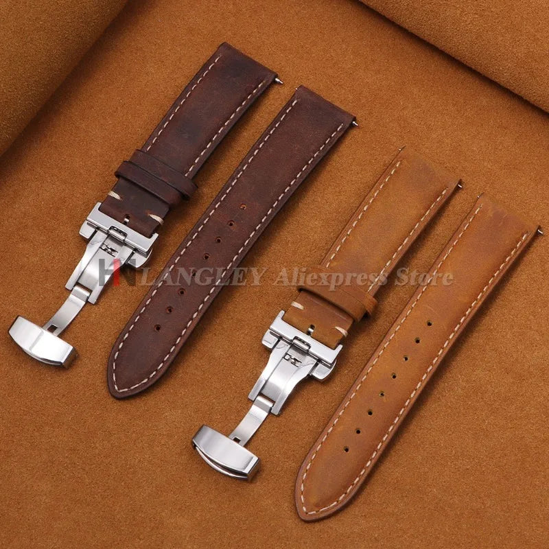 Polar Leather Watch Band For Smartwatch Genuine Calfskin Butterfly Clasp