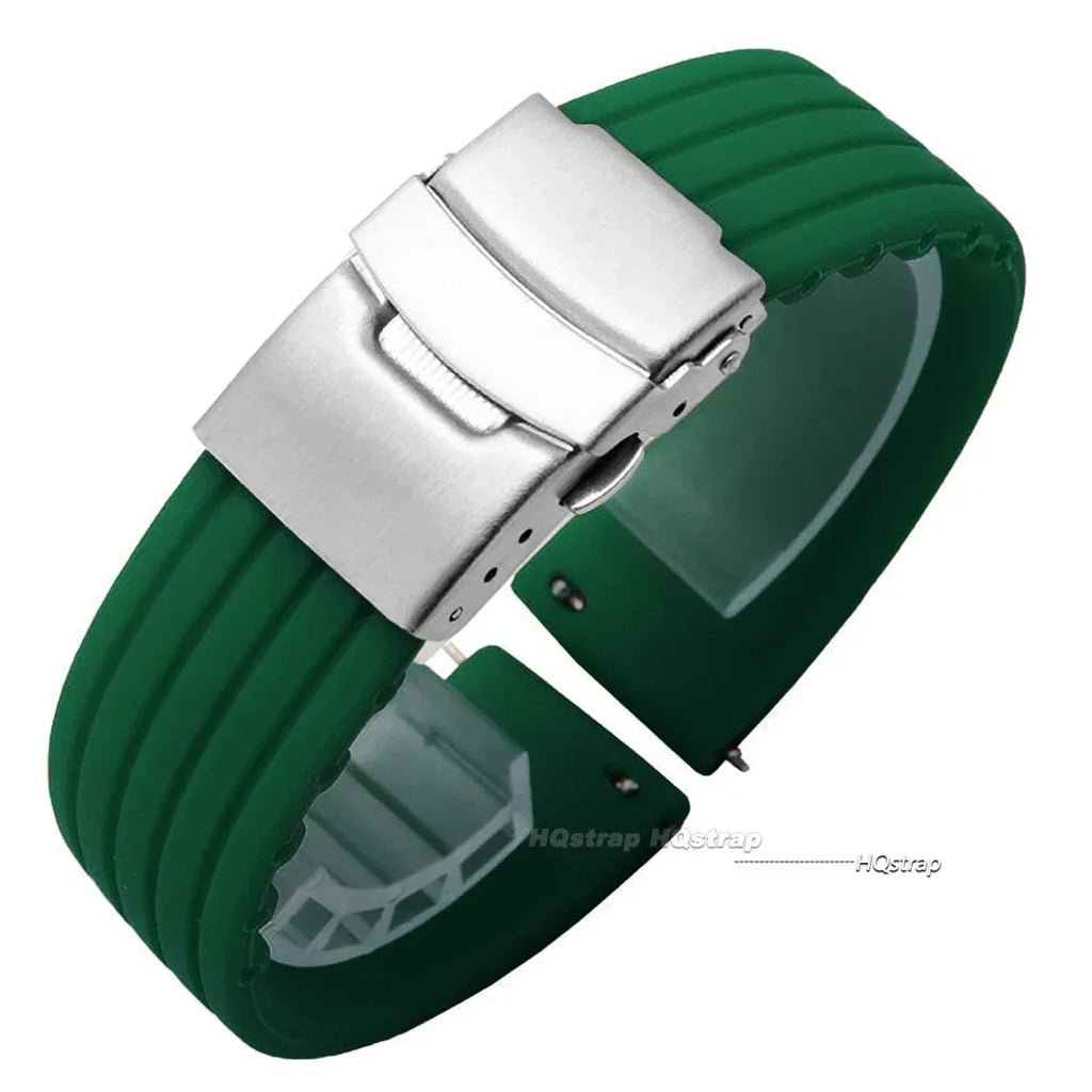 OnePlus Watch Band Silicone Rubber Strap Deployment Buckle Black Brown Green
