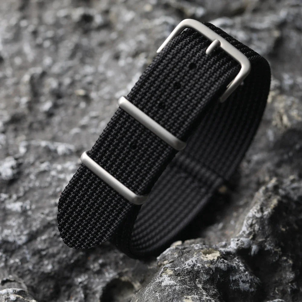 Polar Ribbed Nylon Watch Band Unisex Fabric Strap With Pin Buckle
