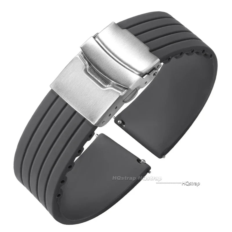 OnePlus Watch Band Silicone Rubber Strap Deployment Buckle Black Brown Green