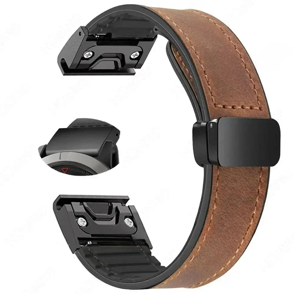 Garmin Soft Leather Band - Magnetic Buckle QuickFit Design