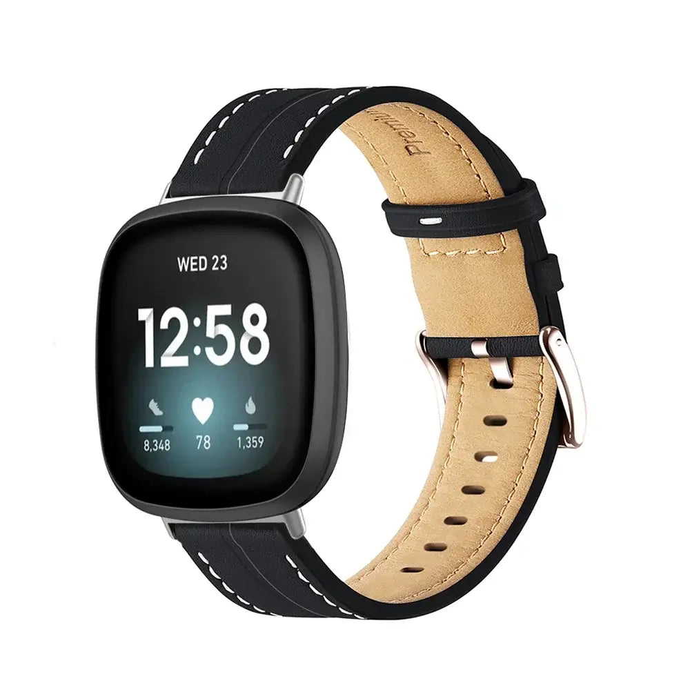 Fitbit Versa & Sense Leather Band - Premium Comfort