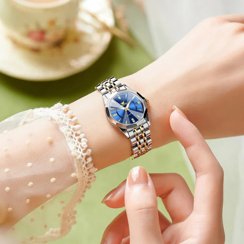 Women's Two Tone Stainless Steel Quartz Watch Luminous