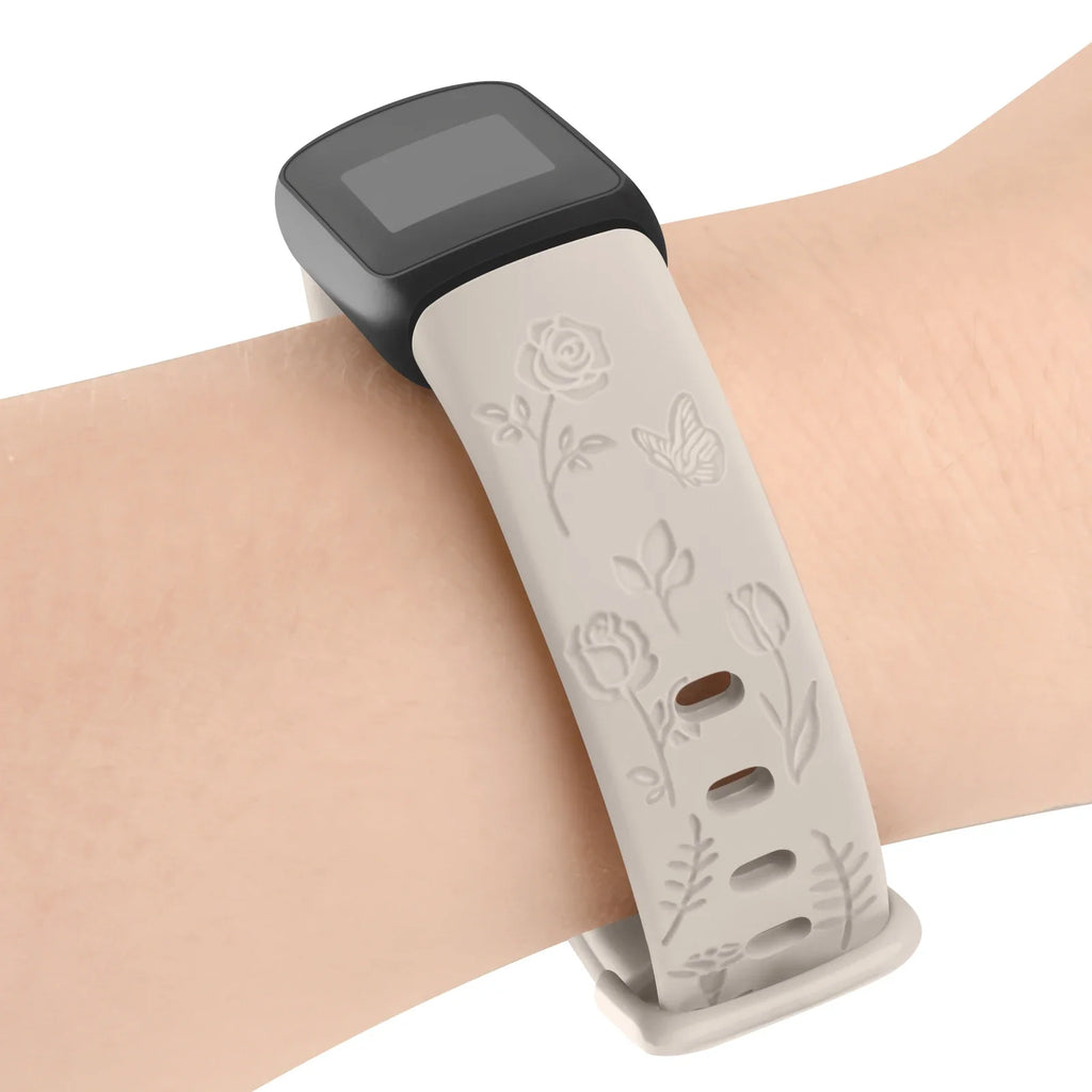Fitbit Luxe TPU Flower Engraved Band - Soft and Comfortable