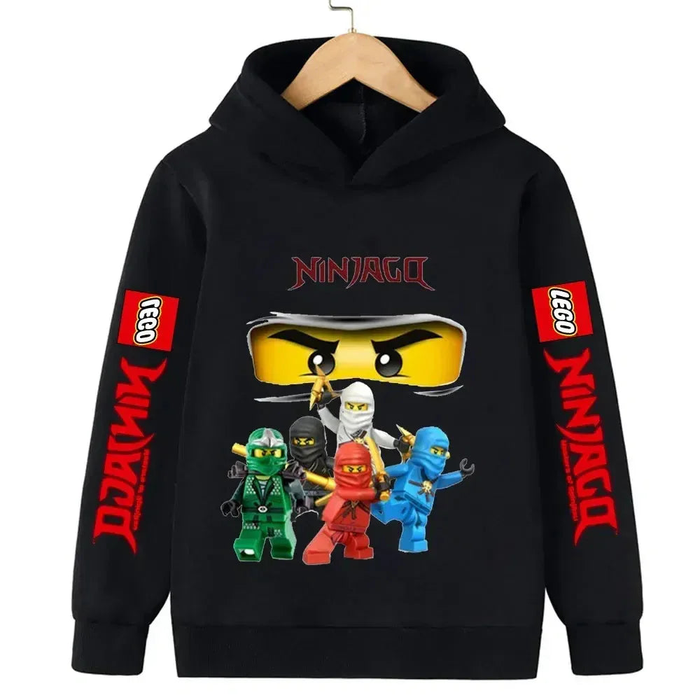 Color: Yellow, Kid Size: 17 - Lego Phantom Ninja Cartoon Children's Hooded Hoodies Casual Sports Sweatshirt 3-13 Year Old Boy Kid Baby Girls Clothes Pullover