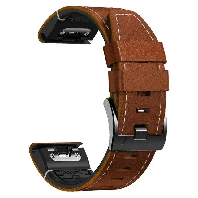 Garmin Leather Silicone QuickFit Band - Durable Stylish Strap