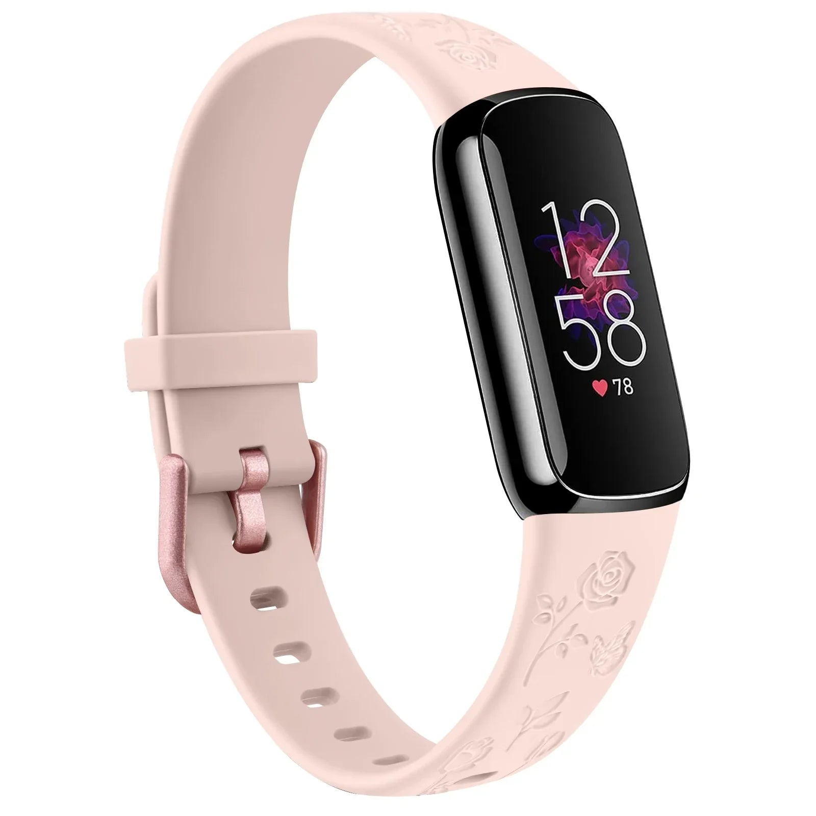 Fitbit Luxe TPU Flower Engraved Band - Soft and Comfortable