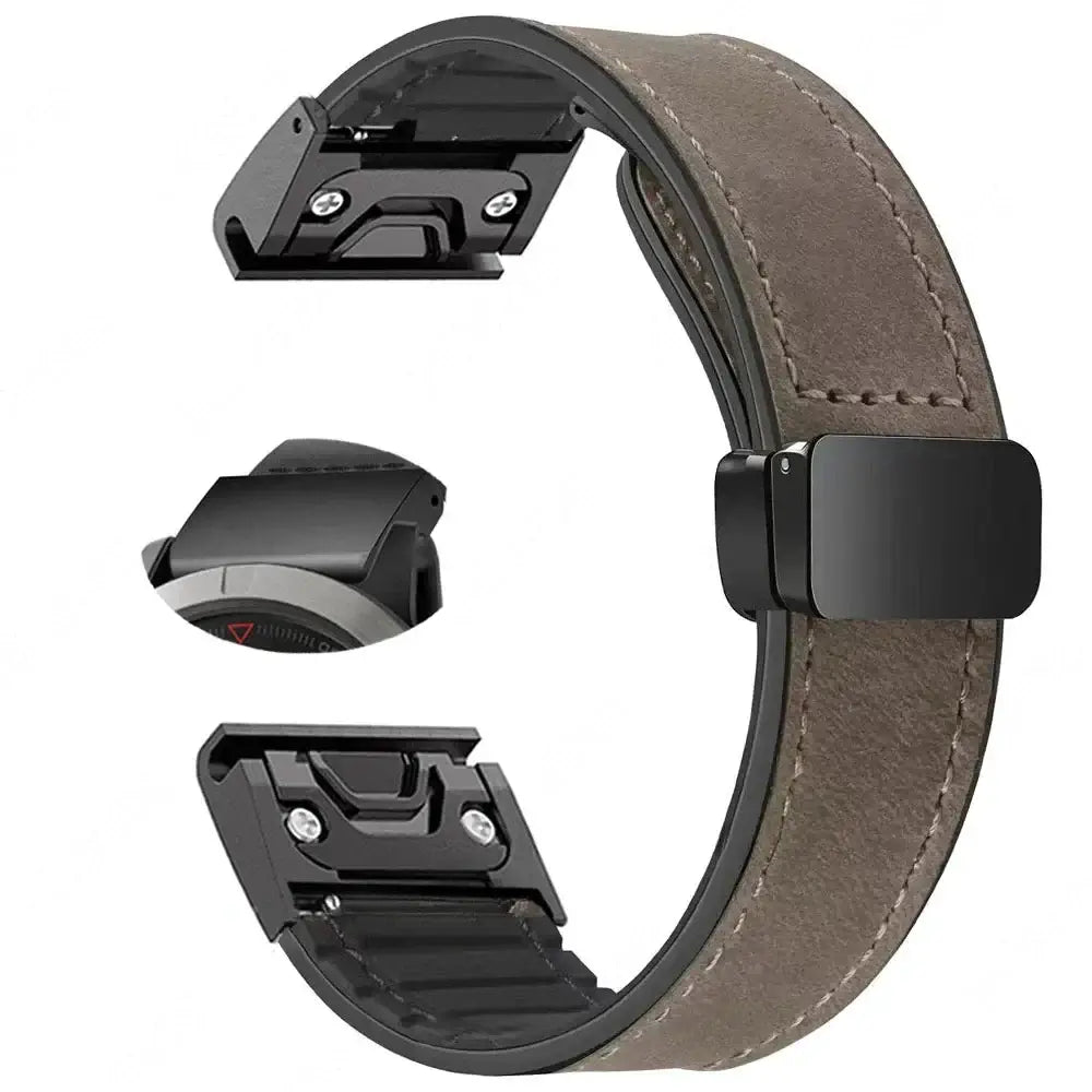 Garmin Soft Leather Band - Magnetic Buckle QuickFit Design