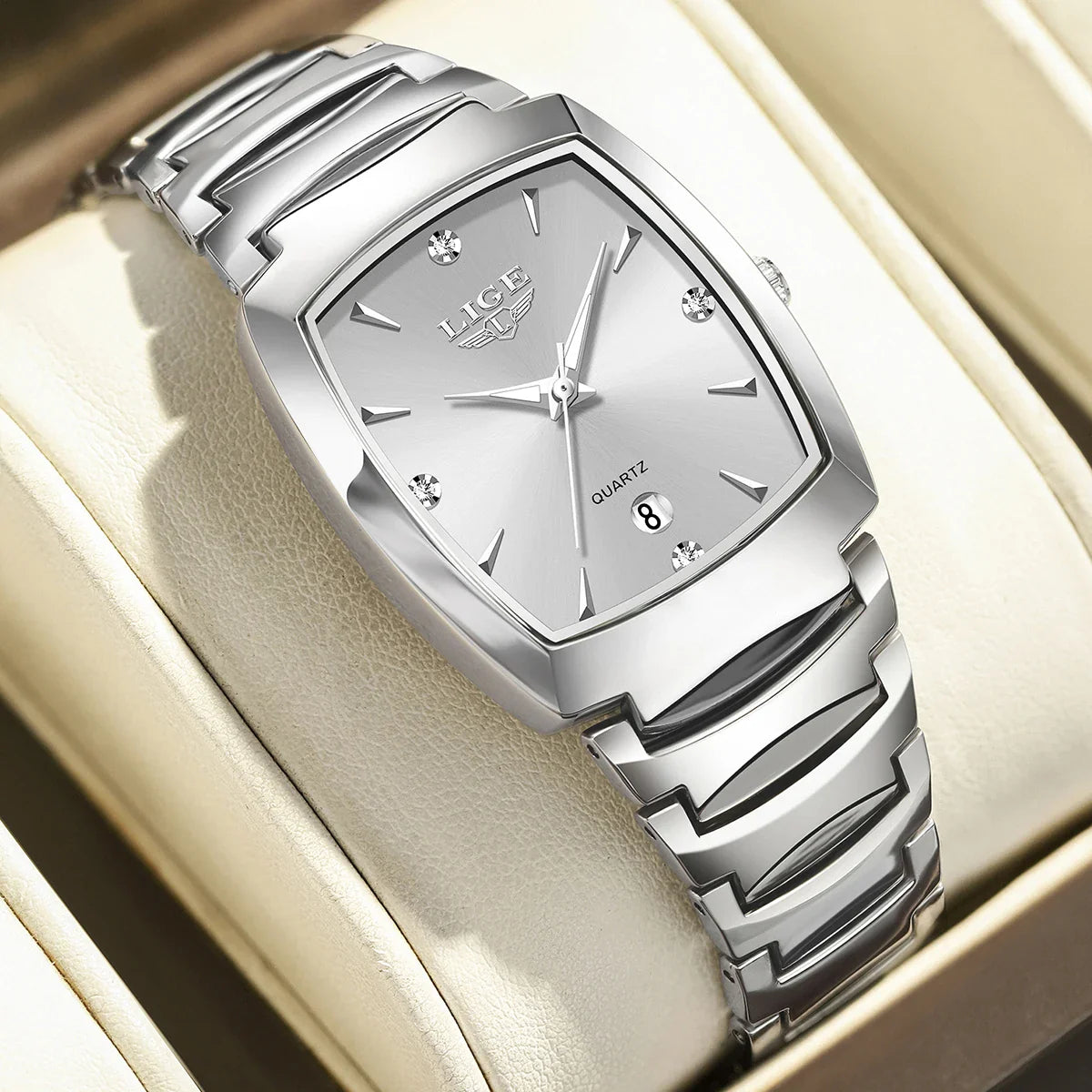 Women's Stainless Steel Rectangular Quartz Dress Watch