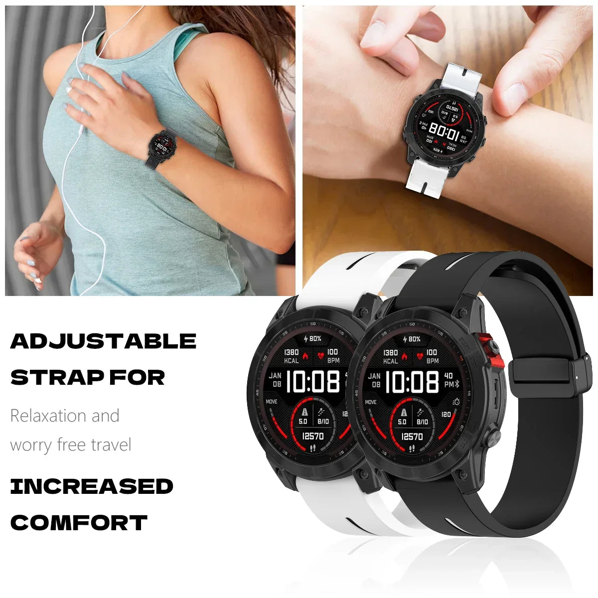 Garmin Silicone Strap - Durable, Flexible, Comfortable Fit