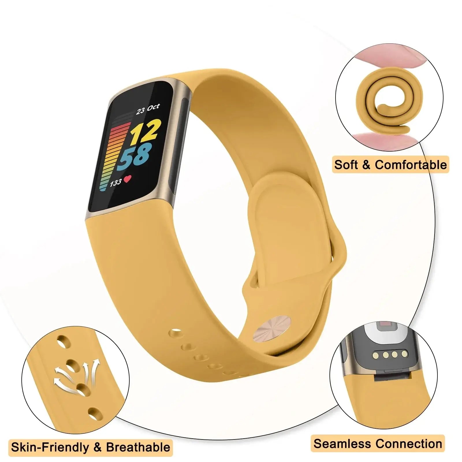 Fitbit Charge 5 6 Silicone Band - Soft Comfortable Design