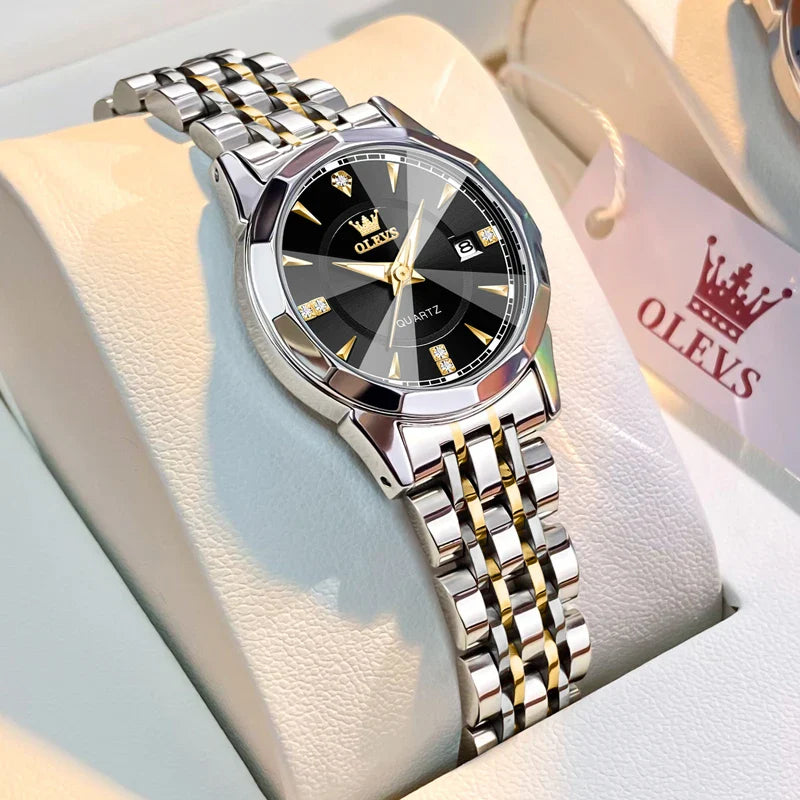 Women's Two Tone Stainless Steel Quartz Watch Luminous
