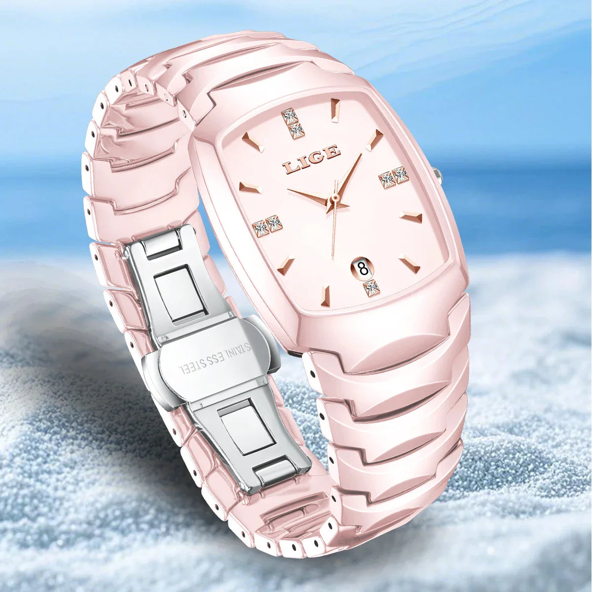 Women's Rose Gold Stainless Steel Luminous Date Slim Watch