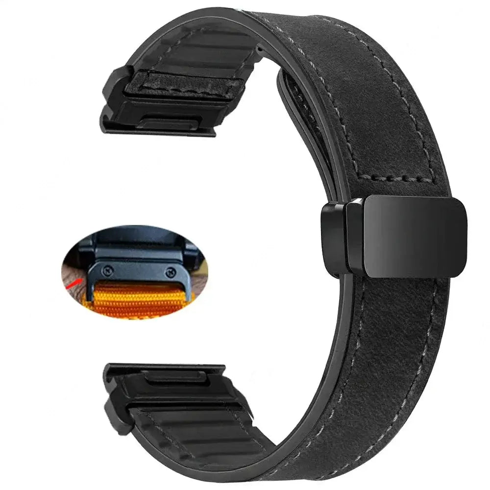 Garmin Soft Leather Band - Magnetic Buckle QuickFit Design