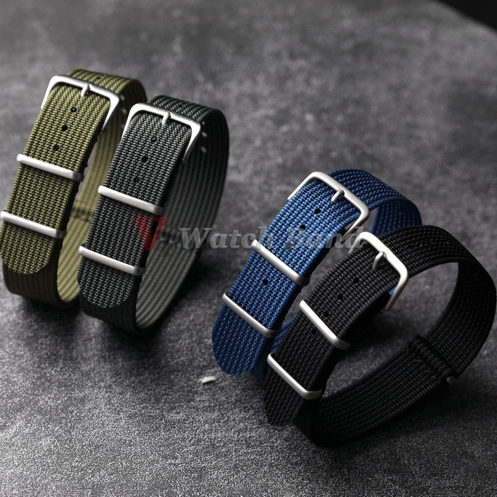 Polar Ribbed Nylon Watch Band Unisex Fabric Strap With Pin Buckle
