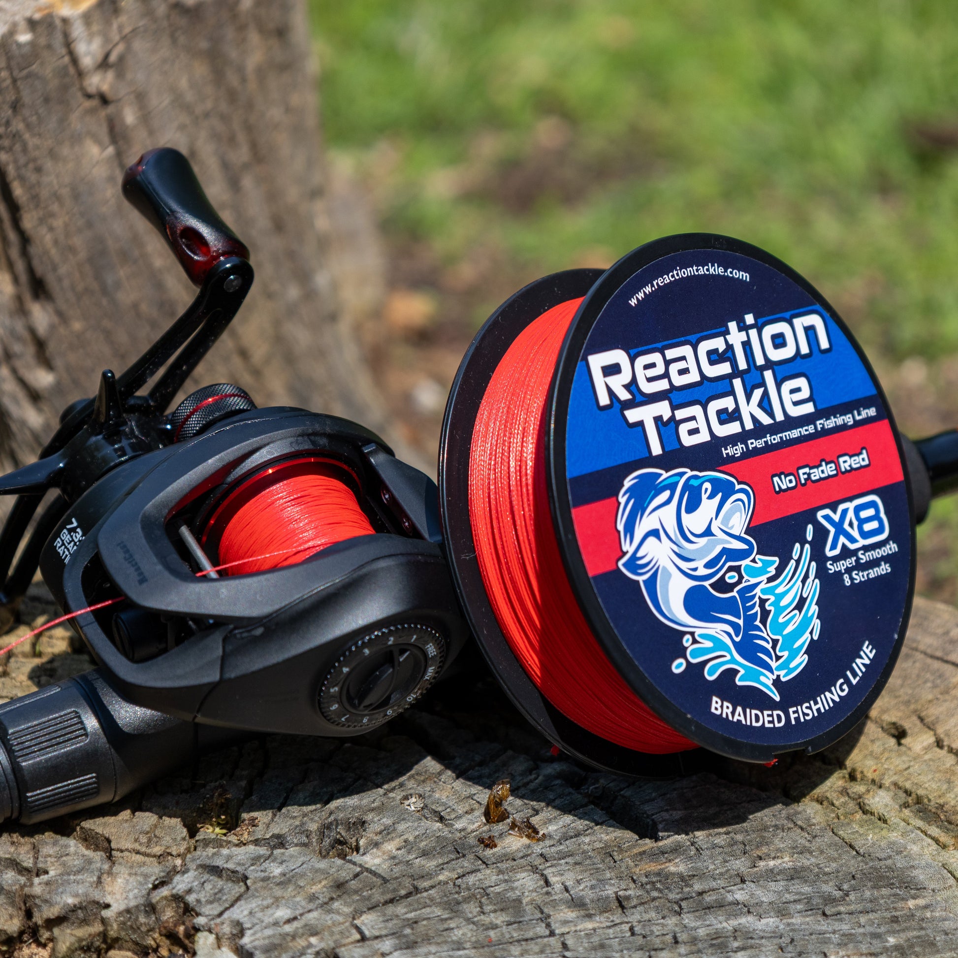 Reaction Tackle X8 Braided Fishing Line - NO FADE Red 8 Strand - NEW