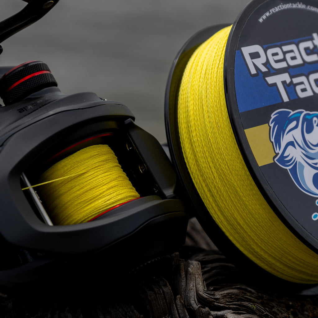 Reaction Tackle Braided Fishing Line - NO FADE Yellow - NEW