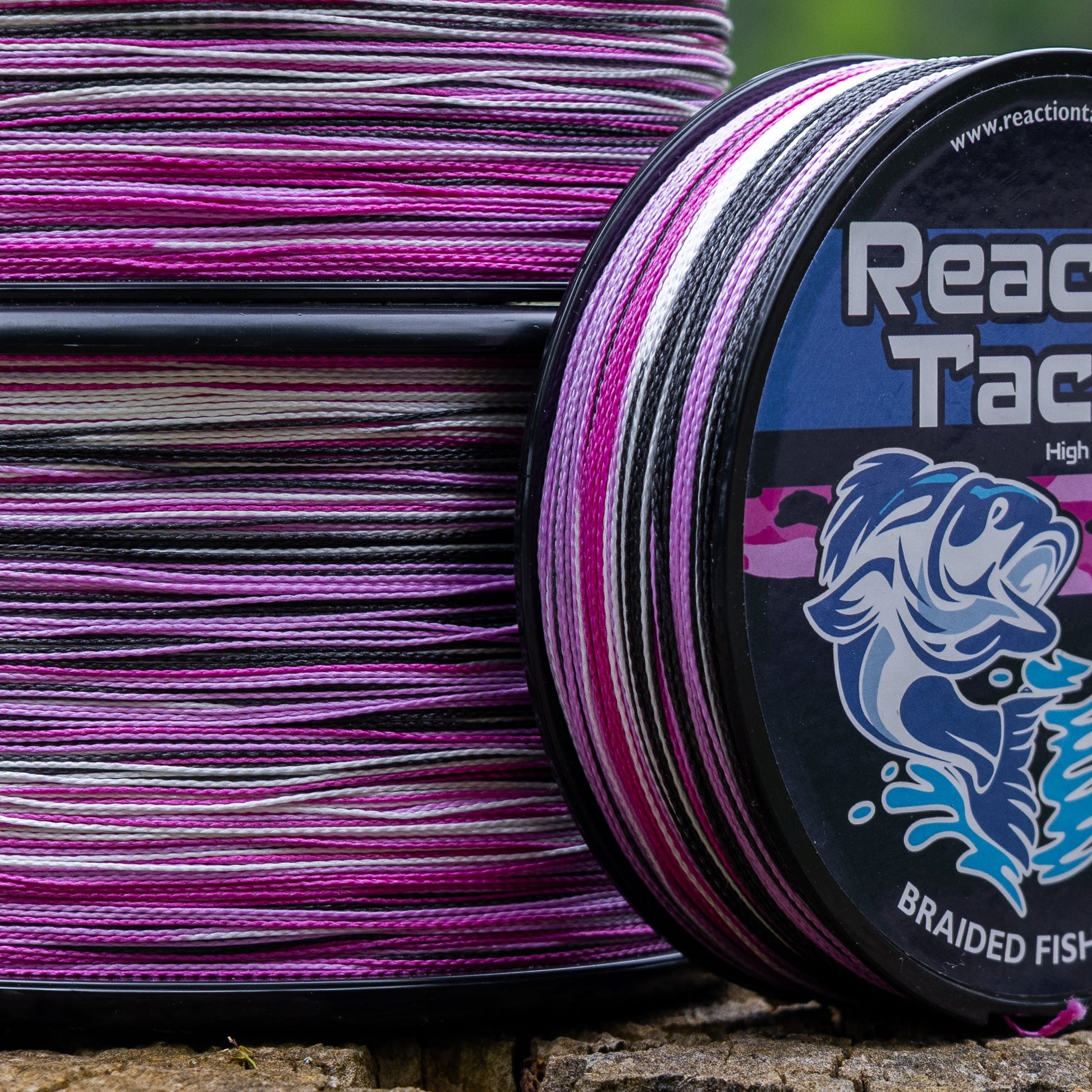 Reaction Tackle Braided Fishing Line - Pink Camo - NEW