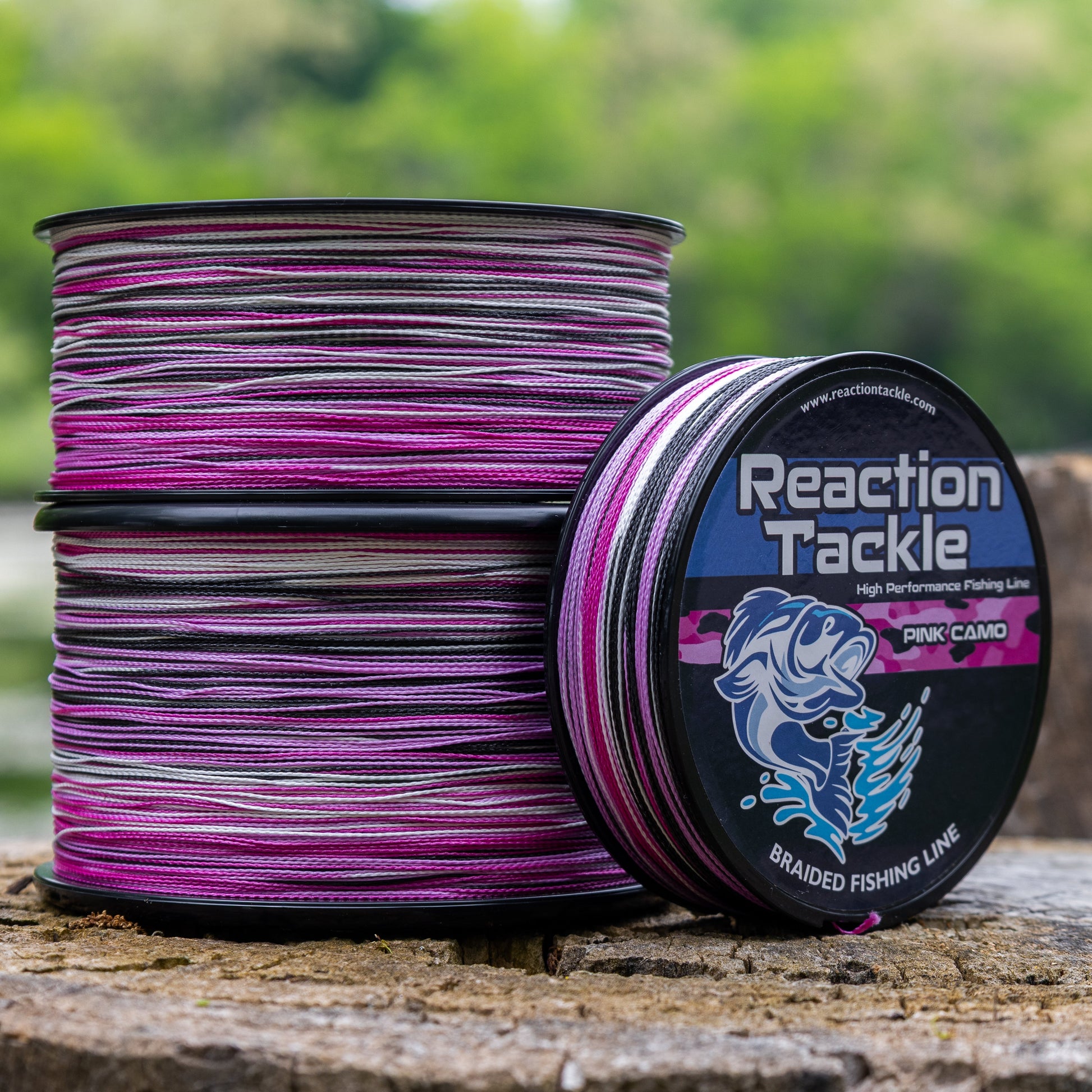Reaction Tackle Braided Fishing Line - Pink Camo - NEW