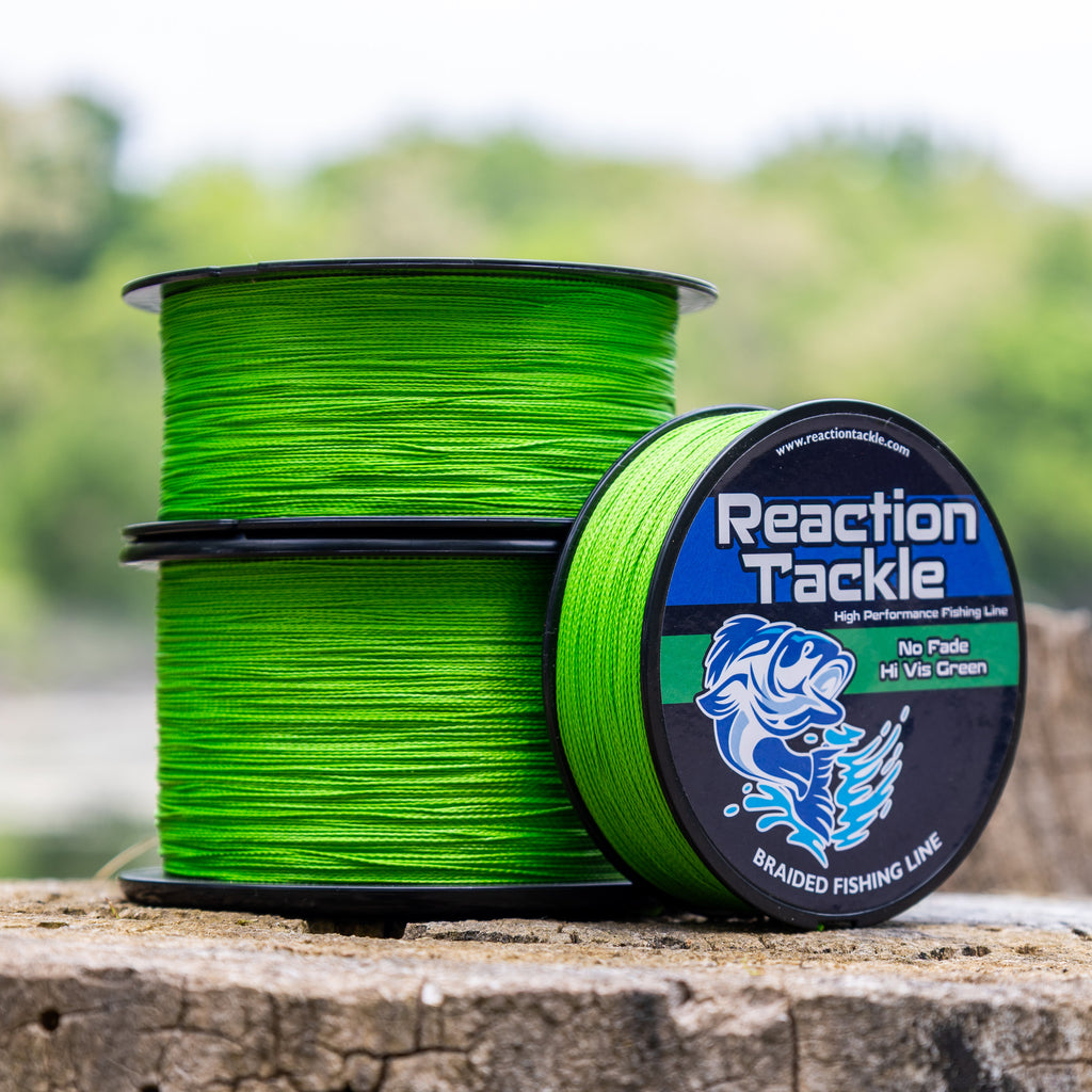 Reaction Tackle Braided Fishing Line - NO FADE Hi Vis Green - NEW