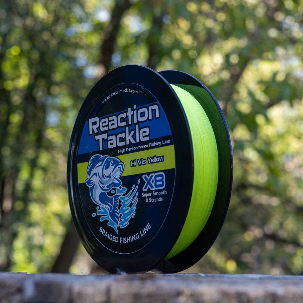 Reaction Tackle X8 Braided Fishing Line - Hi Vis Yellow 8 Strand