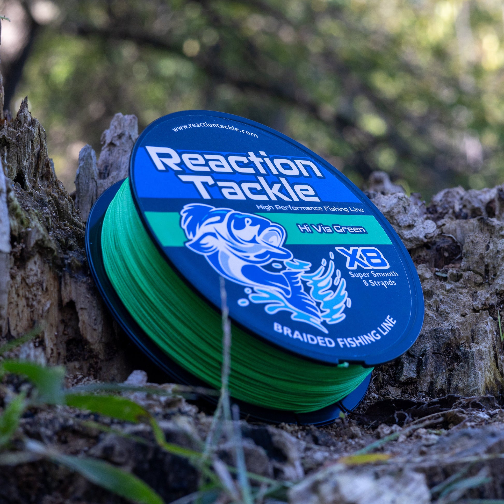 Reaction Tackle X8 Braided Fishing Line - Hi Vis Green 8 Strand