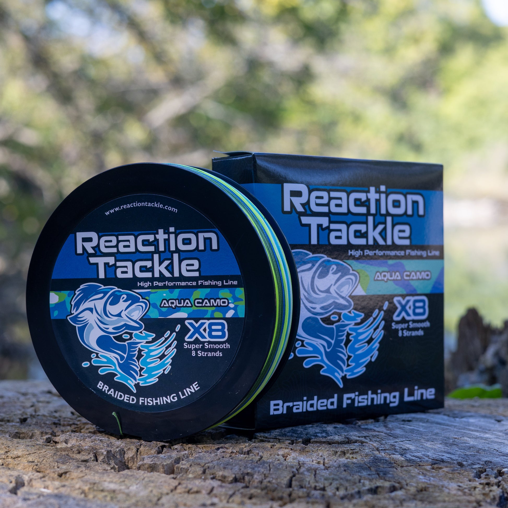 Reaction Tackle X8 Braided Fishing Line- Aqua Camo 8 Strand