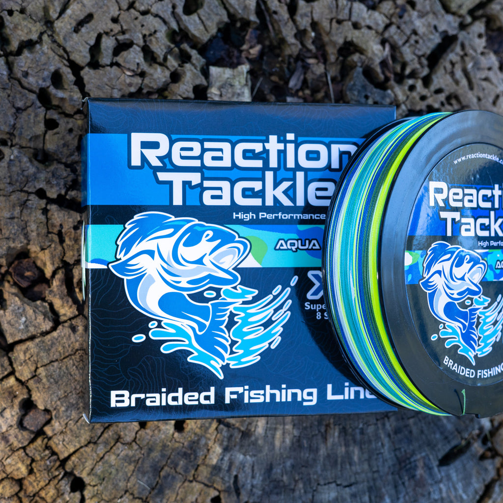 Reaction Tackle X8 Braided Fishing Line- Aqua Camo 8 Strand