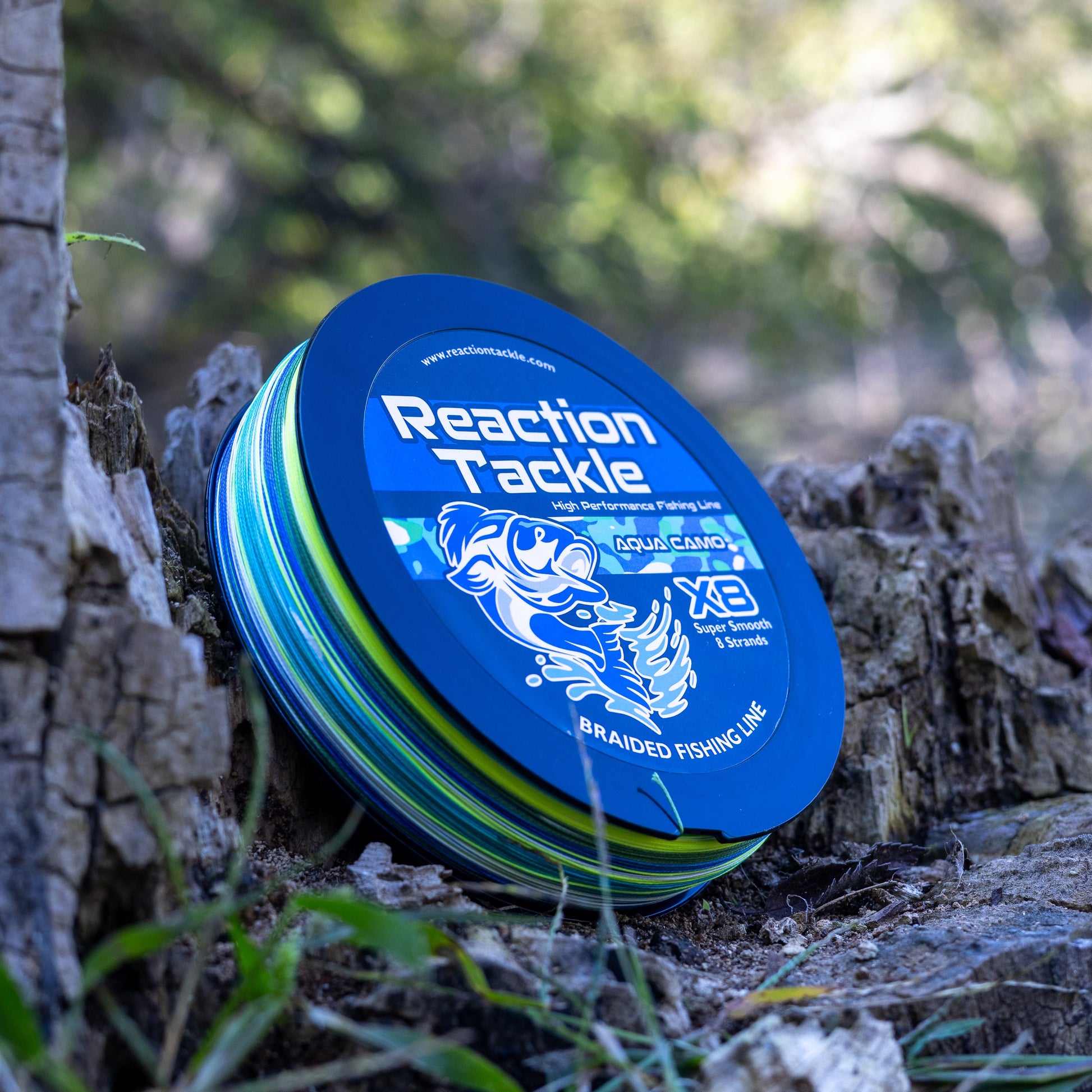 Reaction Tackle X8 Braided Fishing Line- Aqua Camo 8 Strand