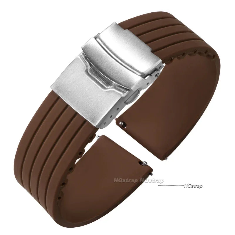 OnePlus Watch Band Silicone Rubber Strap Deployment Buckle Black Brown Green