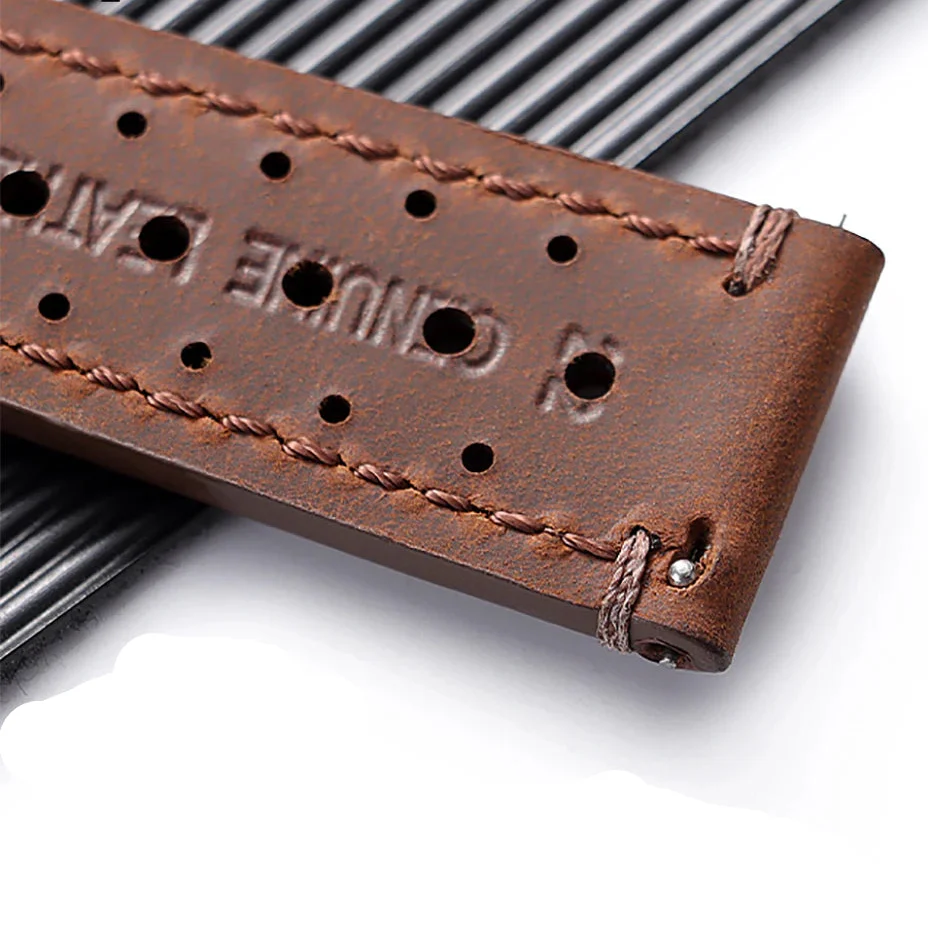 OnePlus Watch Band Quick Release Leather Strap Vintage Brown Wristband