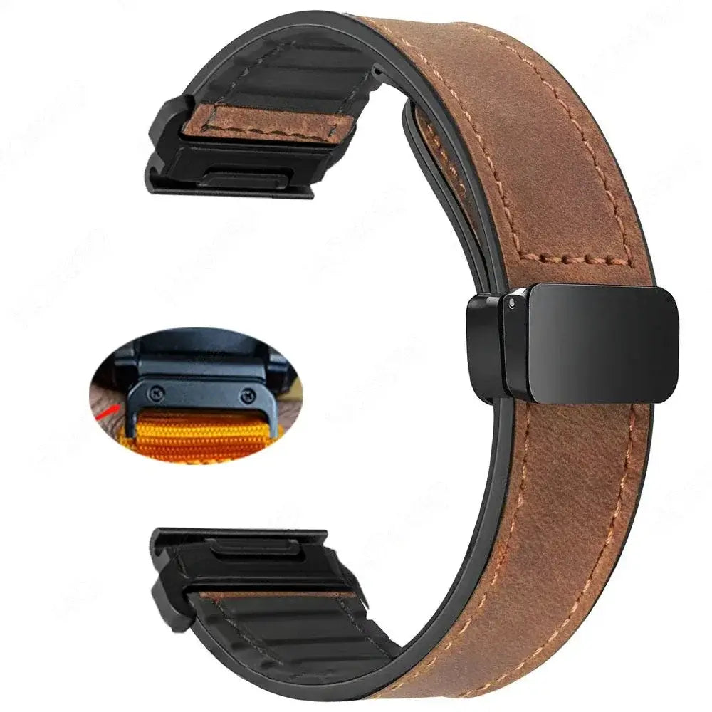 Garmin Soft Leather Band - Magnetic Buckle QuickFit Design