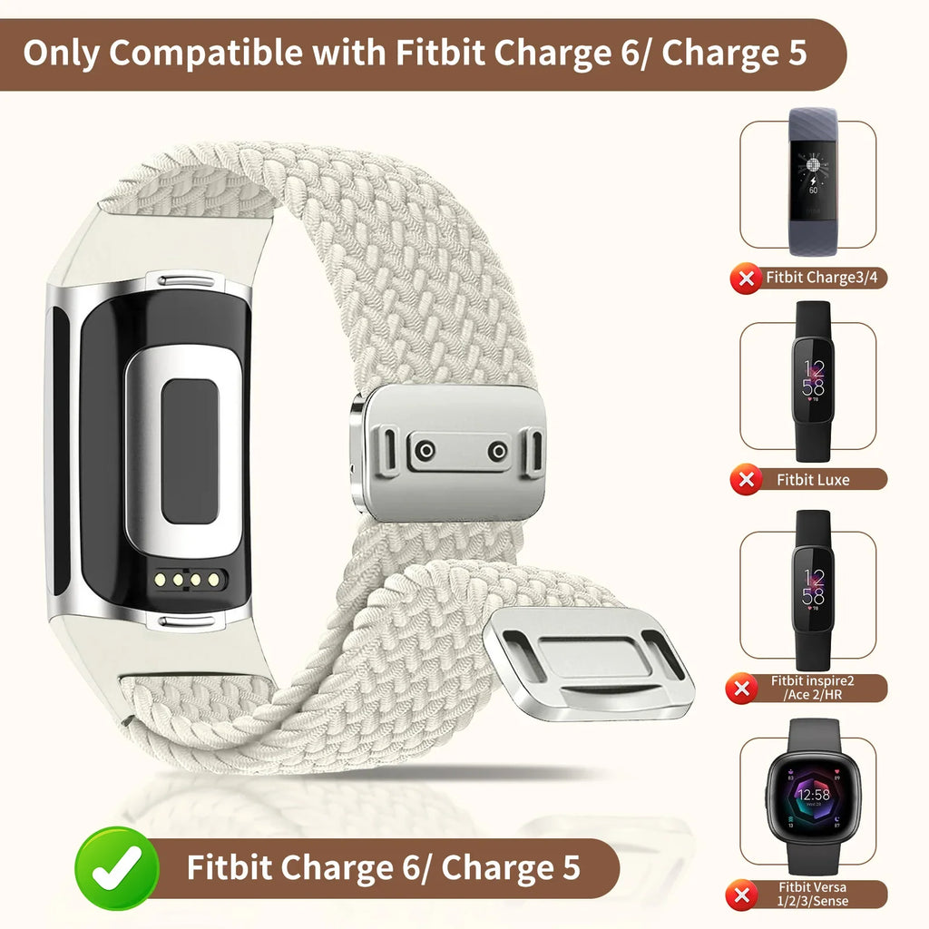 Fitbit Charge 5 6 Braided Band With Magnetic Buckle