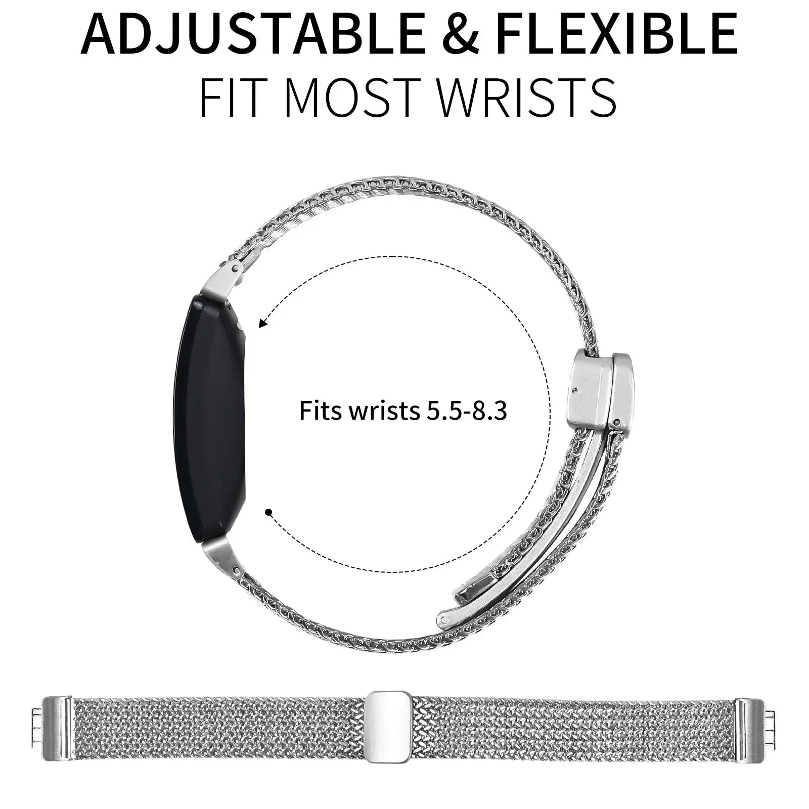Fitbit Inspire 2, 1, HR Stainless Steel Band - Mesh Design