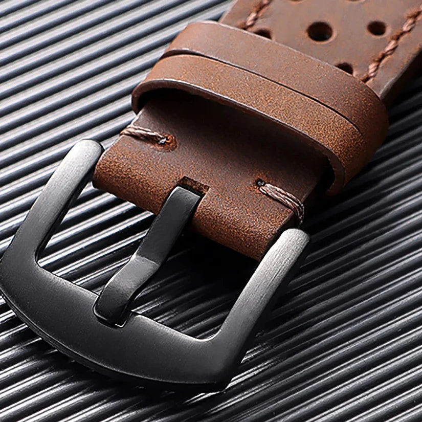 OnePlus Watch Band Quick Release Leather Strap Vintage Brown Wristband
