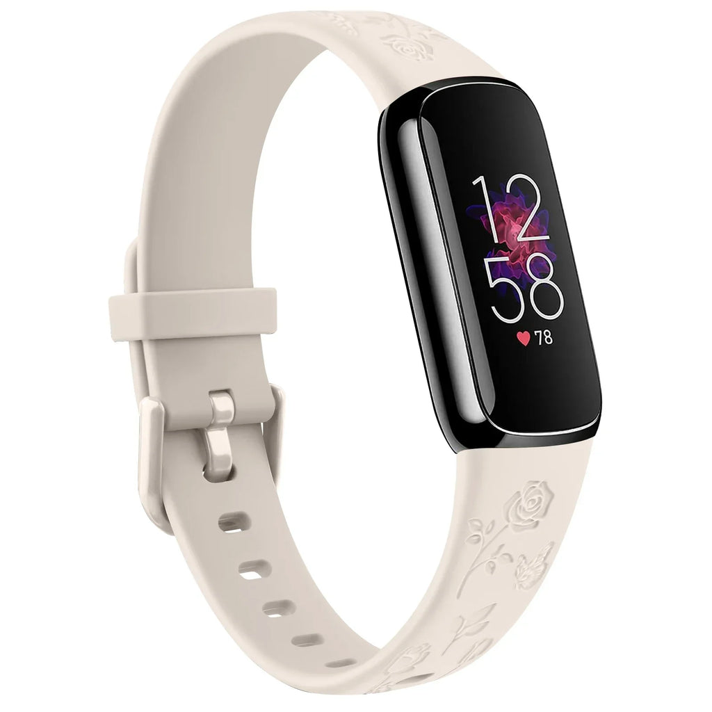 Fitbit Luxe TPU Flower Engraved Band - Soft and Comfortable