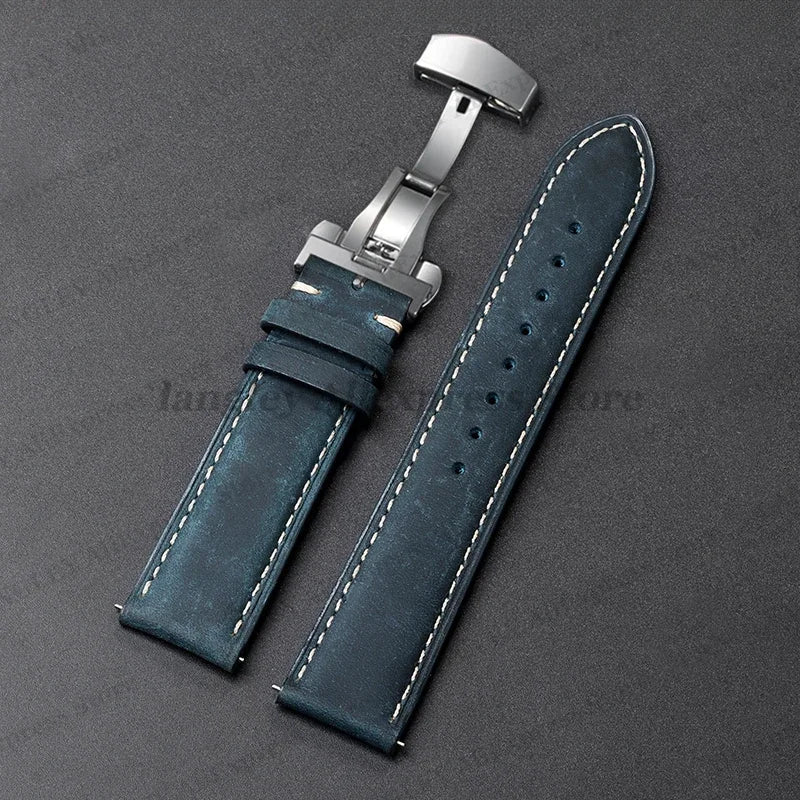 Polar Leather Watch Band For Smartwatch Genuine Calfskin Butterfly Clasp