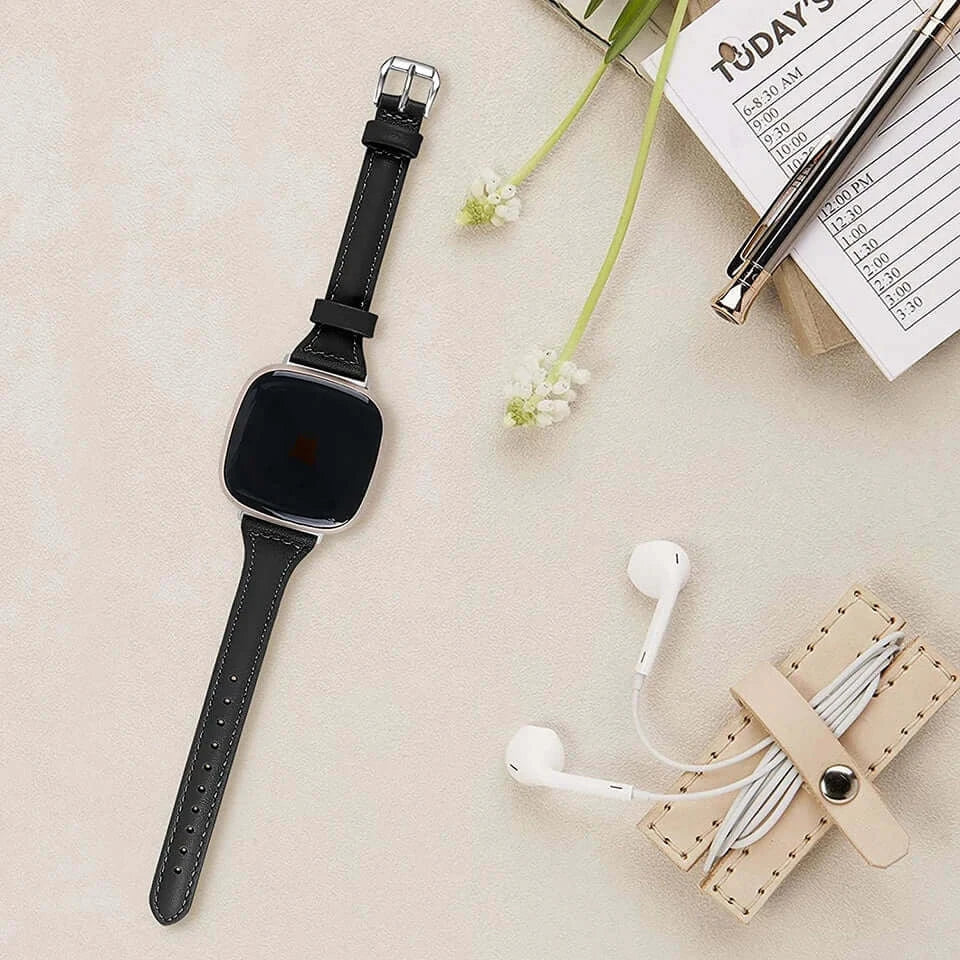 Fitbit Versa & Sense Leather Band - Classic and Stylish