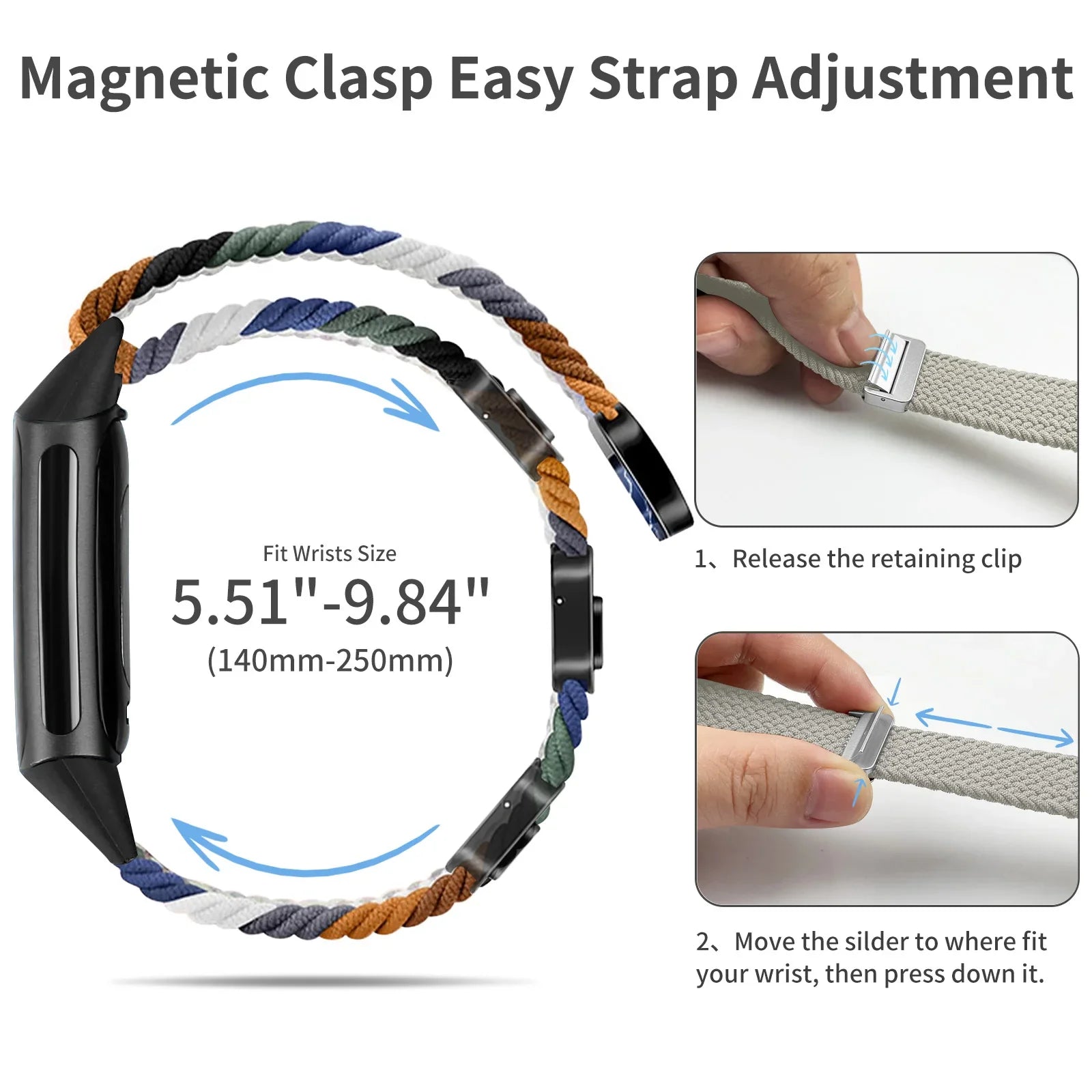 Fitbit Charge 5 6 Braided Band With Magnetic Buckle