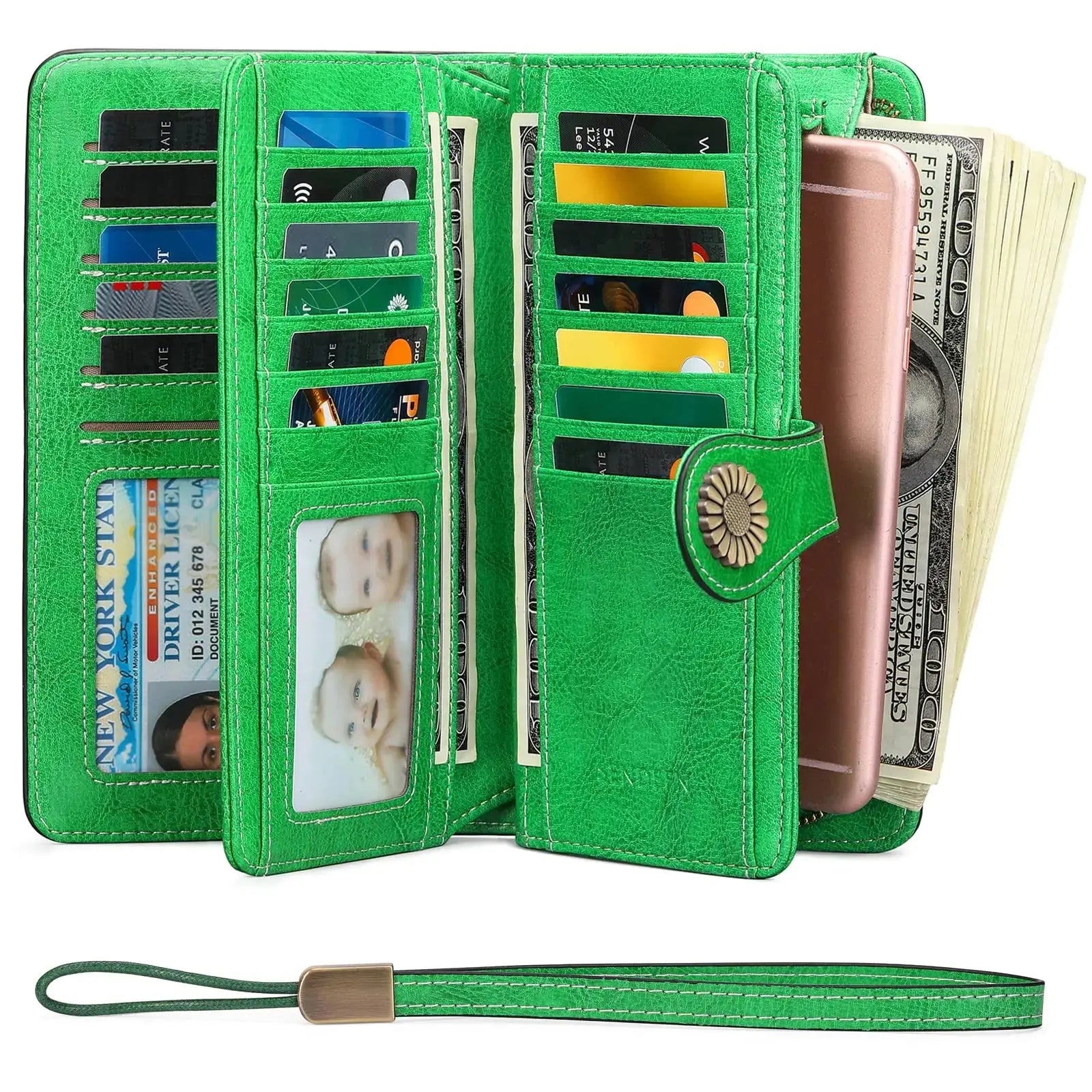 SENDEFN Wallets for Women | Genuine Leather Credit Card Holder with RFID Blocking