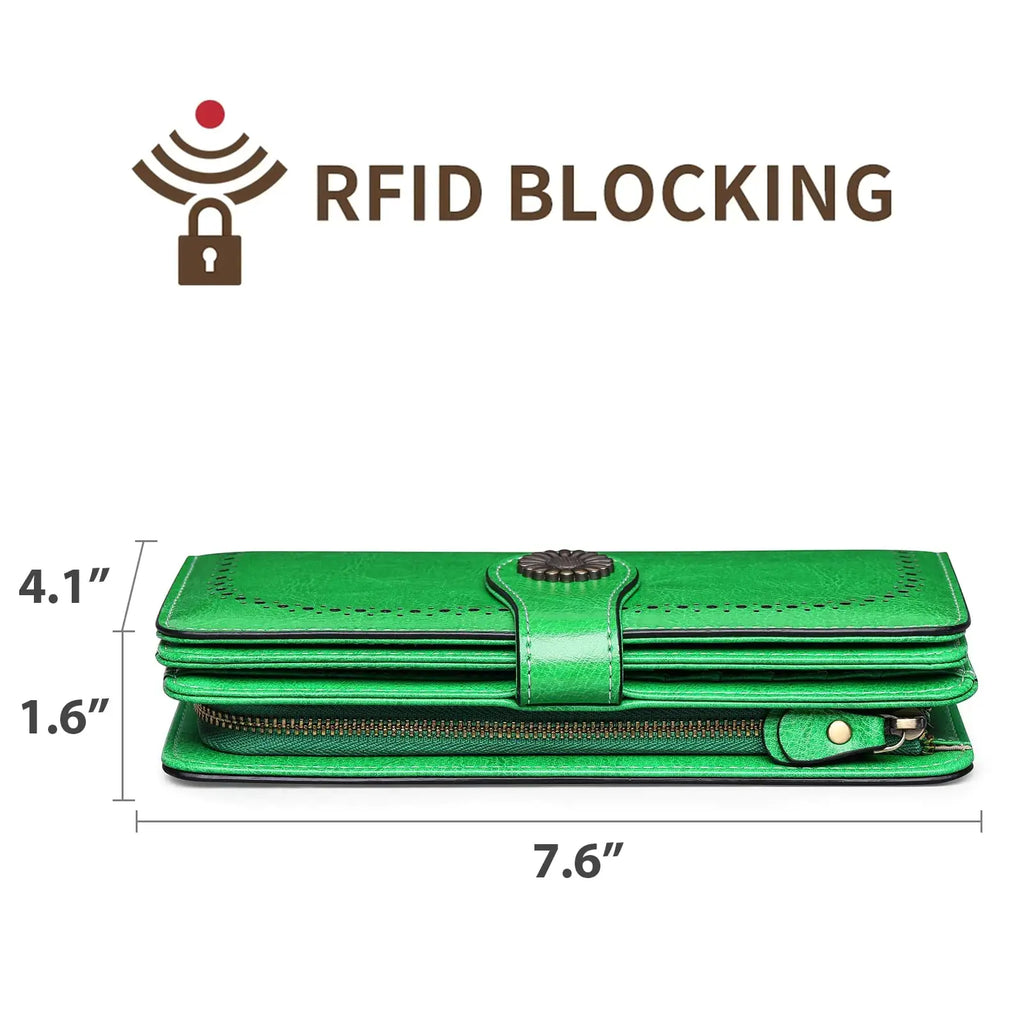 SENDEFN Wallets for Women | Genuine Leather Credit Card Holder with RFID Blocking