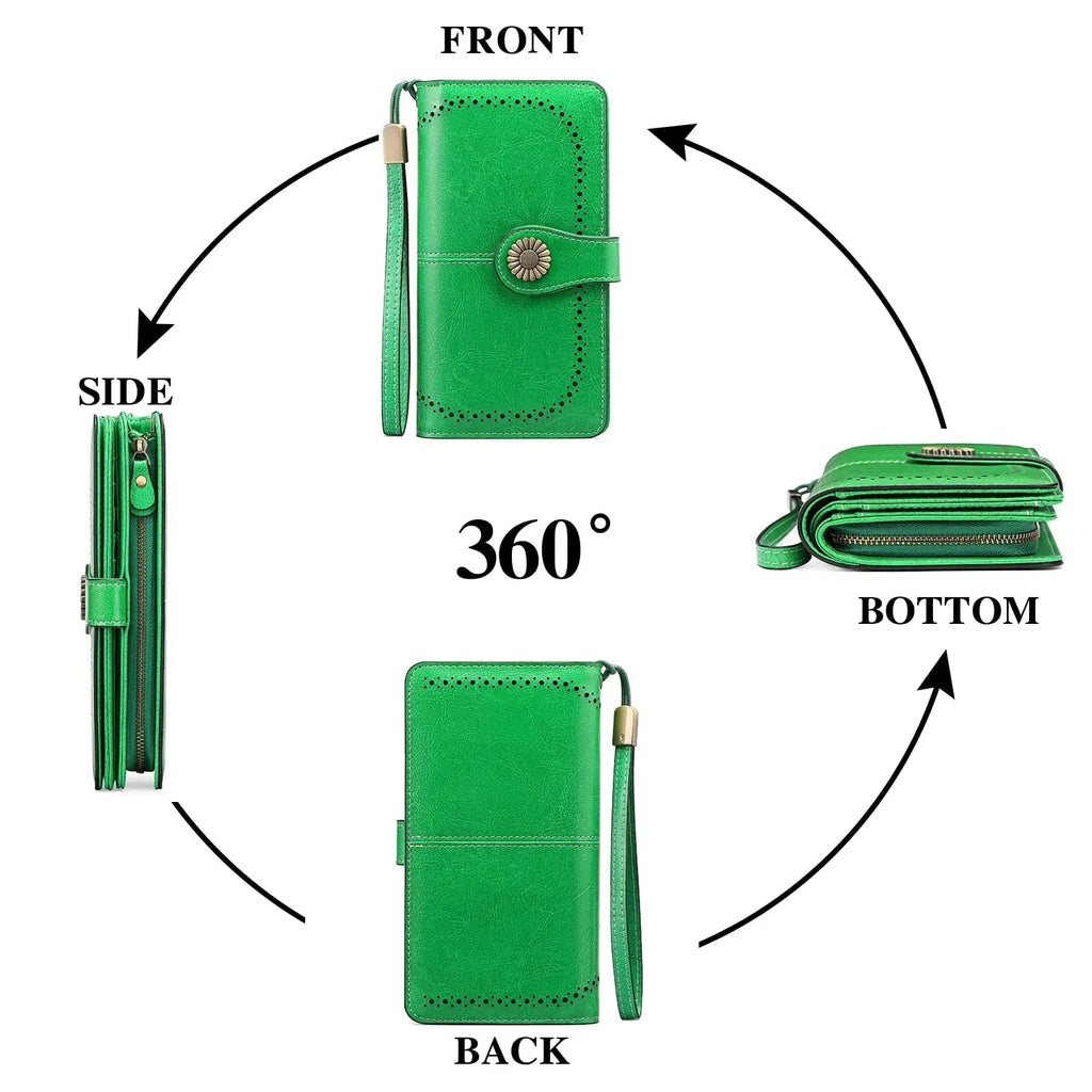 SENDEFN Wallets for Women | Genuine Leather Credit Card Holder with RFID Blocking