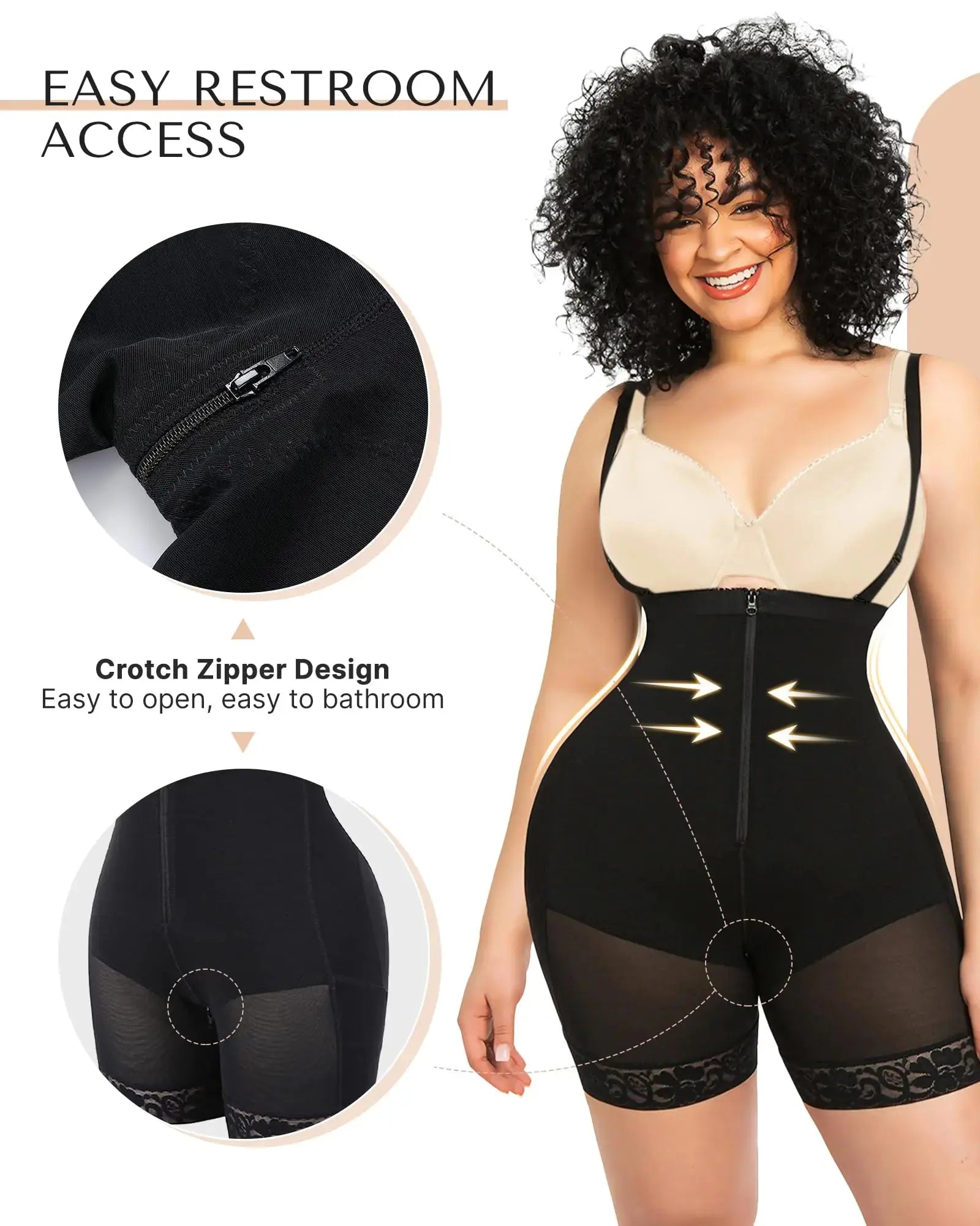 SHAPELLX Colombianas Shapewear for Women - Postpartum Black Body Shaper