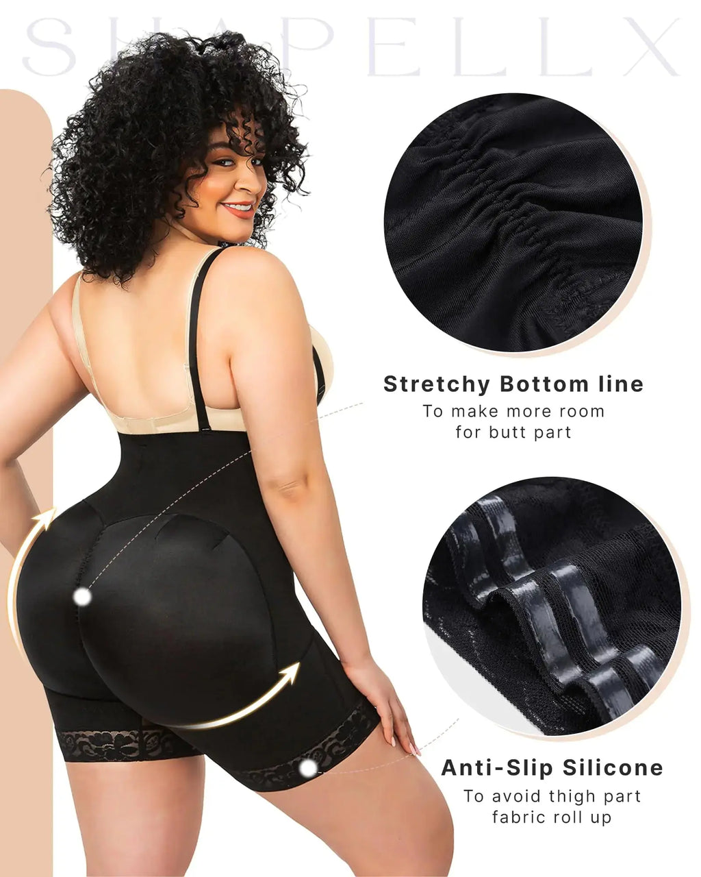 SHAPELLX Colombianas Shapewear for Women - Postpartum Black Body Shaper