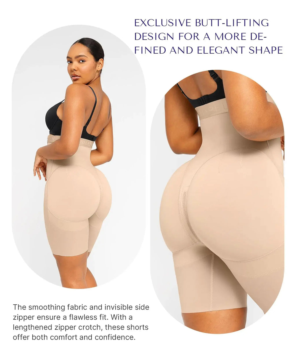 SHAPELLX High-Waisted Tummy Control Shapewear - Butt Lifting Body Shaper Shorts (3X-Large, A2-Beige)