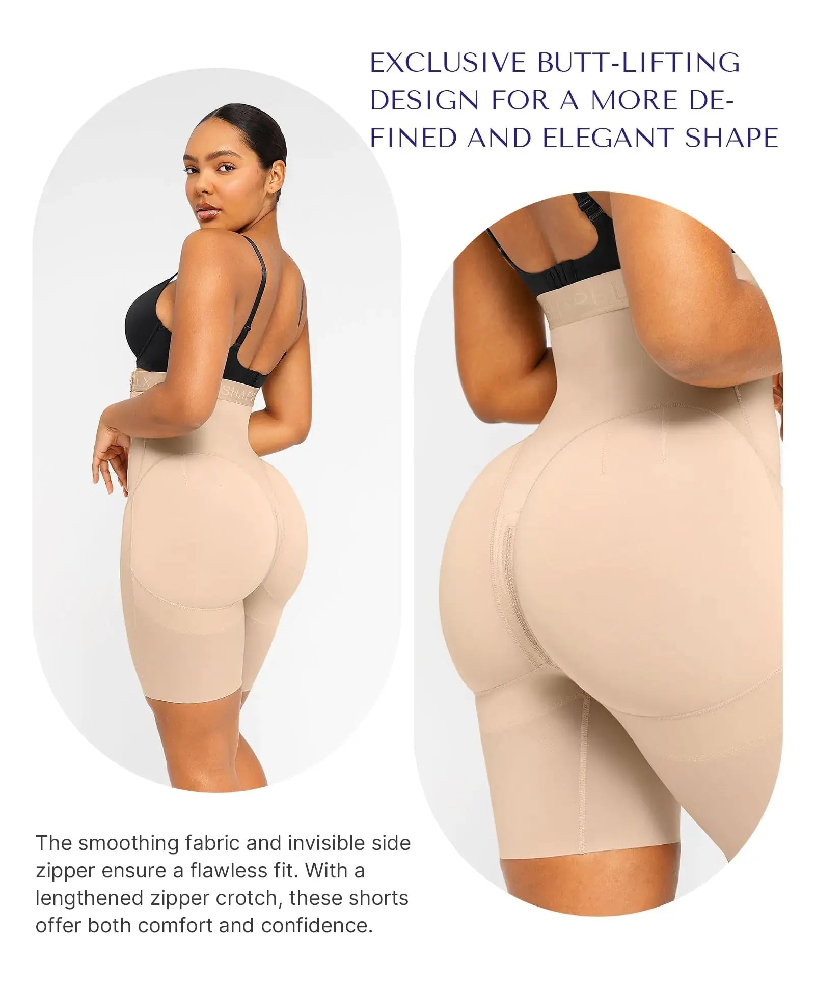 SHAPELLX High-Waisted Tummy Control Shapewear - Butt Lifting Body Shaper Shorts (3X-Large, A2-Beige)