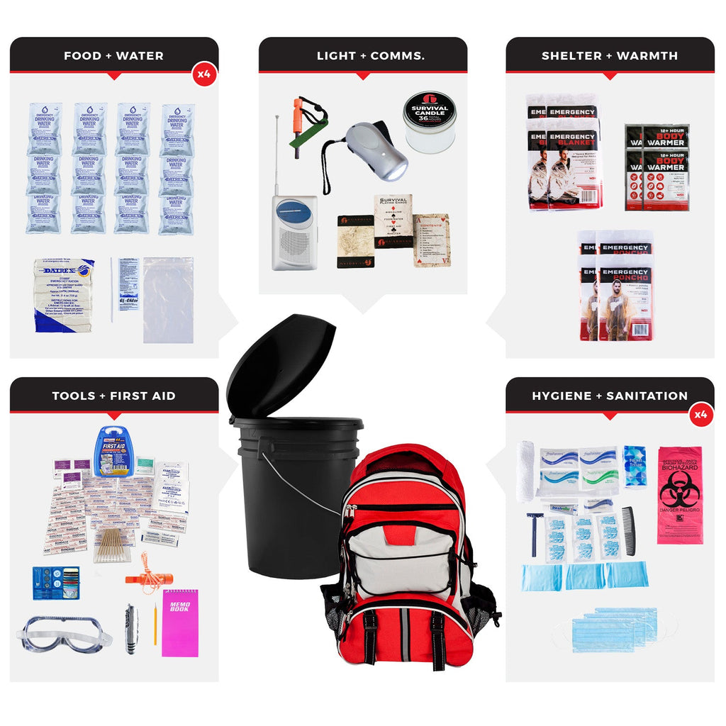 4 Person Essential Survival Kit, Bucket and Lid