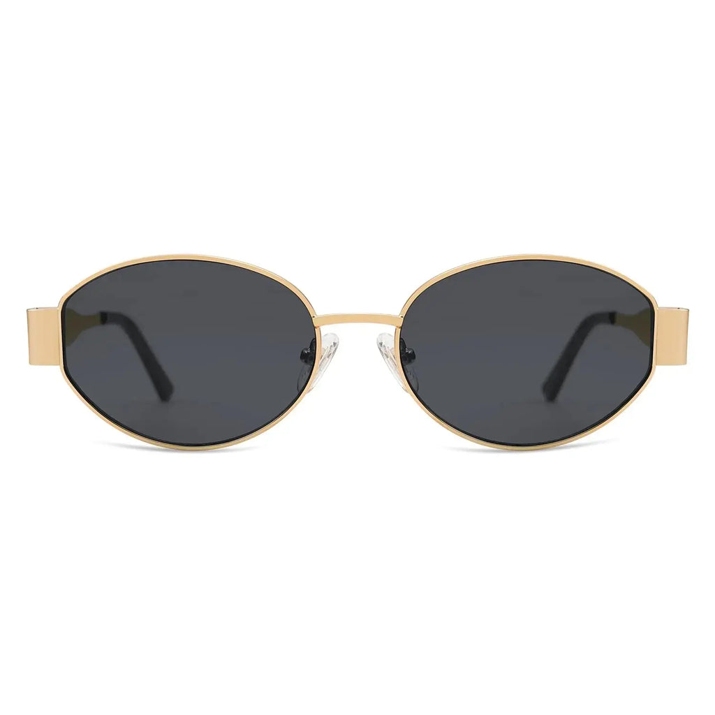 SOJOS Retro Oval Sunglasses for Women Men Trendy Sun Glasses Classic Shades UV400 Protection SJ1217 Gold/Grey